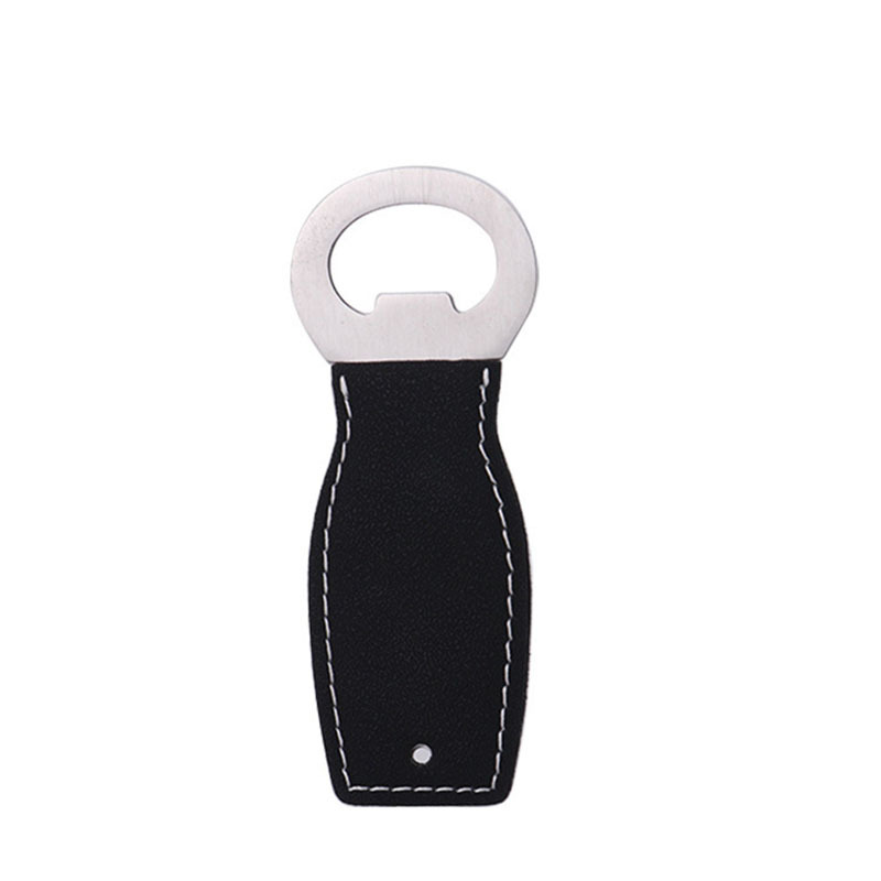 Stainless Steel Beer Bottle Opener with Leather Handle