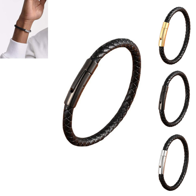 Waterproof Braided Rope Leather Bracelet