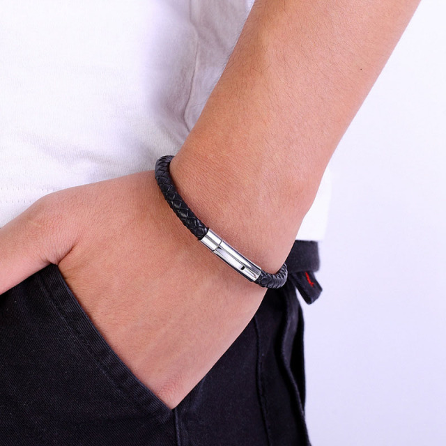 Waterproof Braided Rope Leather Bracelet