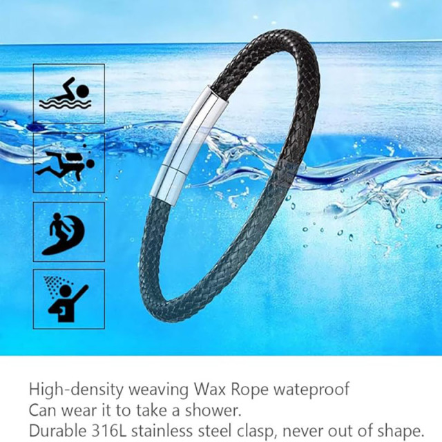 Waterproof Braided Rope Leather Bracelet