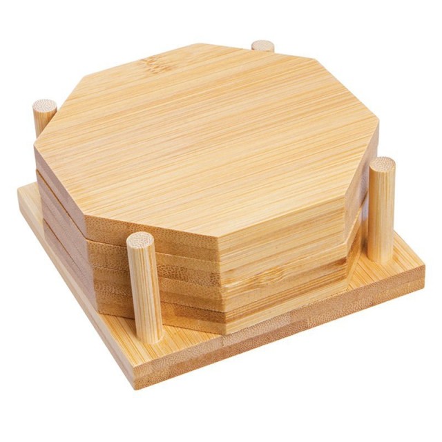 4-Piece Bamboo Coaster Set