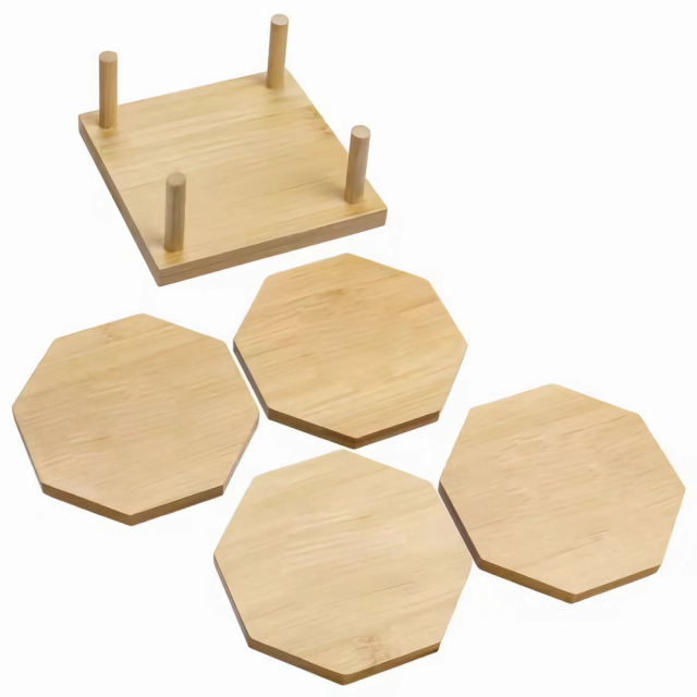 4-Piece Bamboo Coaster Set