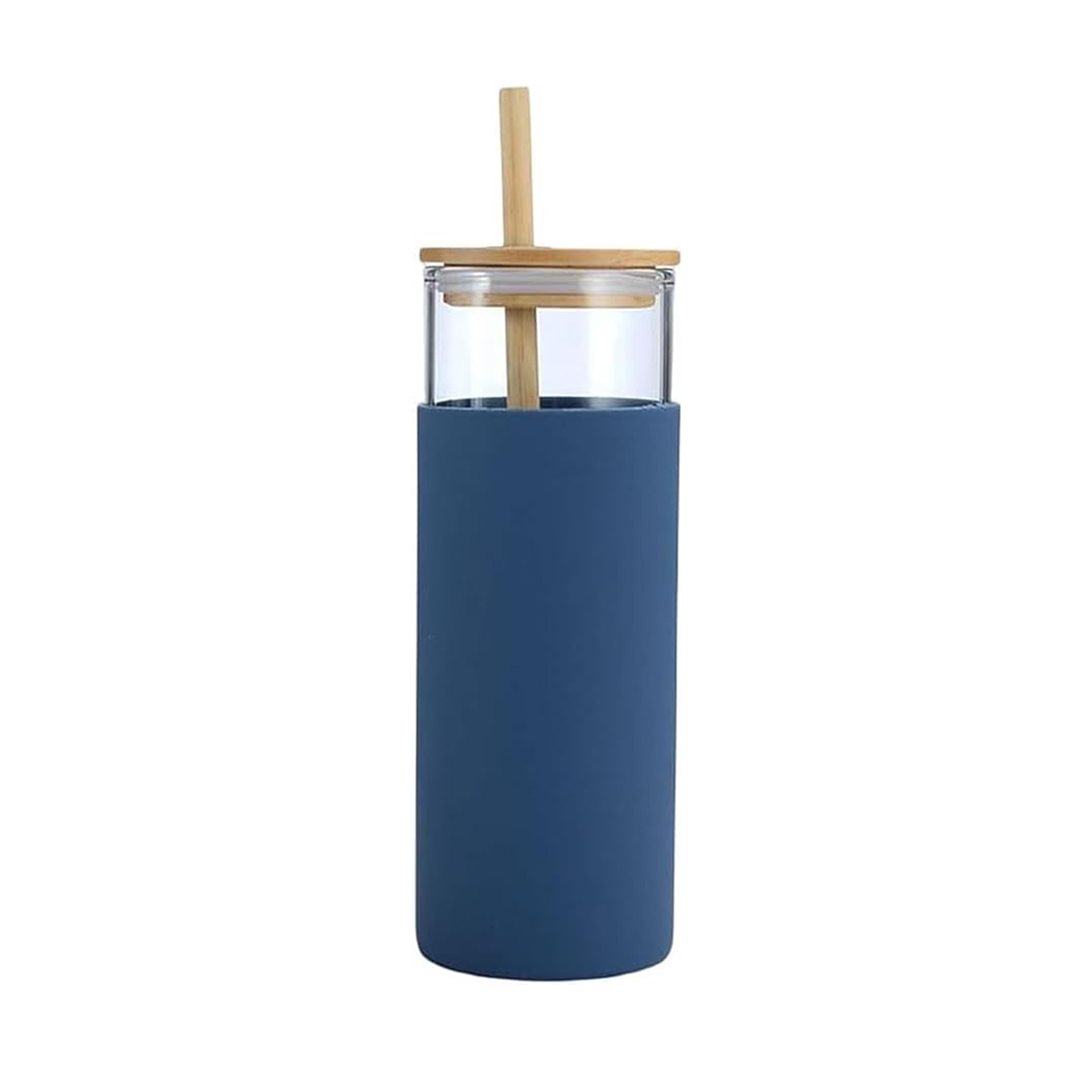 17oz Glass Tumbler With Straw and Bamboo Lid