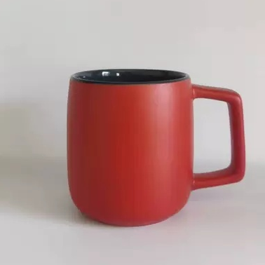 15oz Two-tone Ceramic Mug With Square Handle