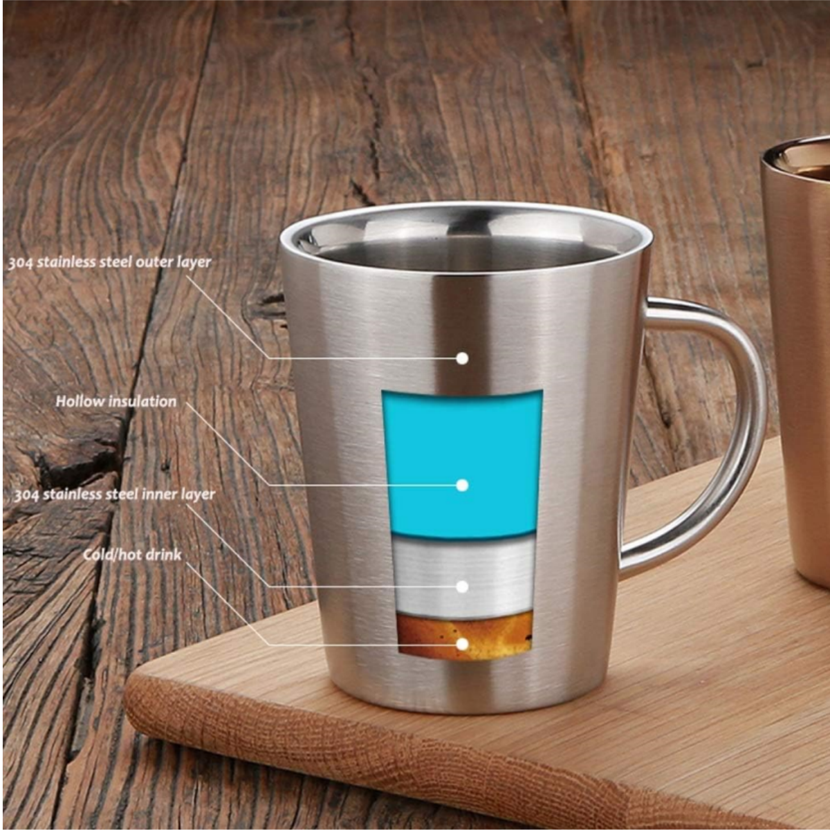 10oz Stainless Steel Double Layer Mug Coffee Cup