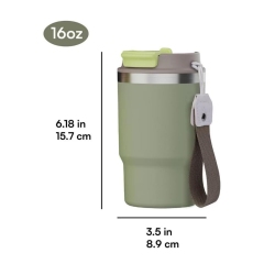 16oz Double Straw Coffee Cup