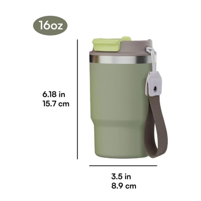 16oz Double Straw Coffee Cup