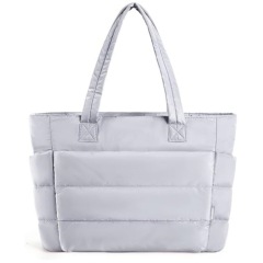 Lightweight Puffy Tote Bag with Compartments