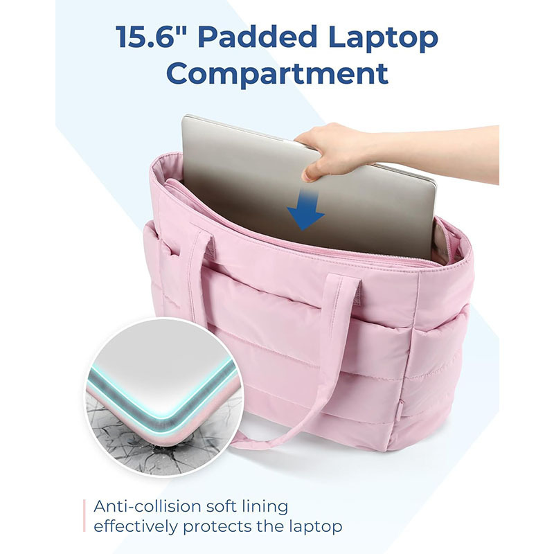 Lightweight Puffy Tote Bag with Compartments