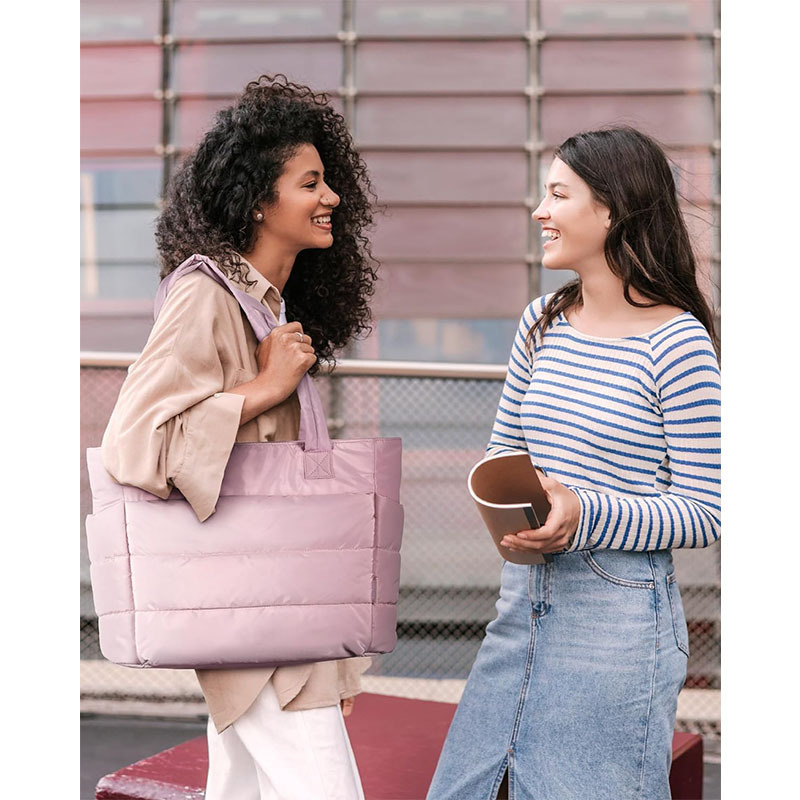 Lightweight Puffy Tote Bag with Compartments