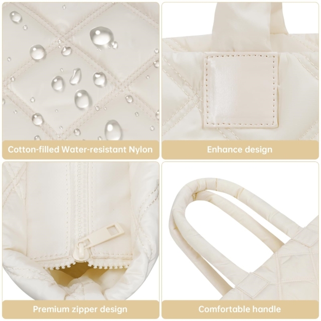 Quilted Zipper Tote Bag