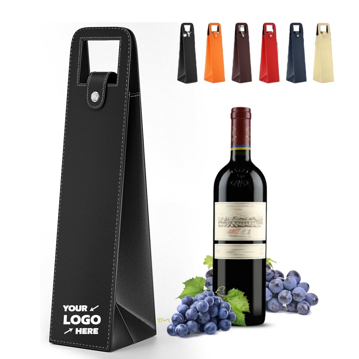 Reusable Leather Wine Tote Carrier