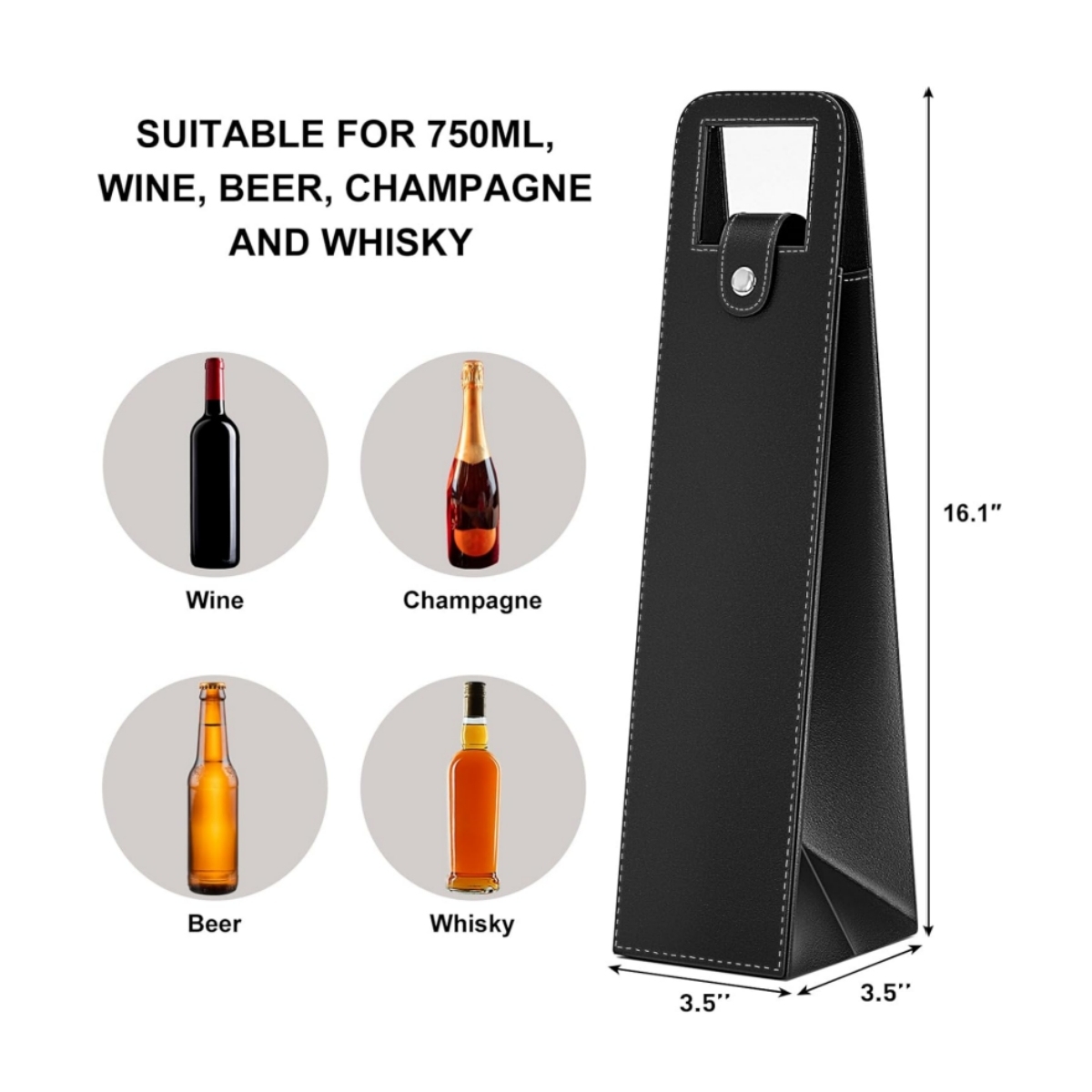 Reusable Leather Wine Tote Carrier