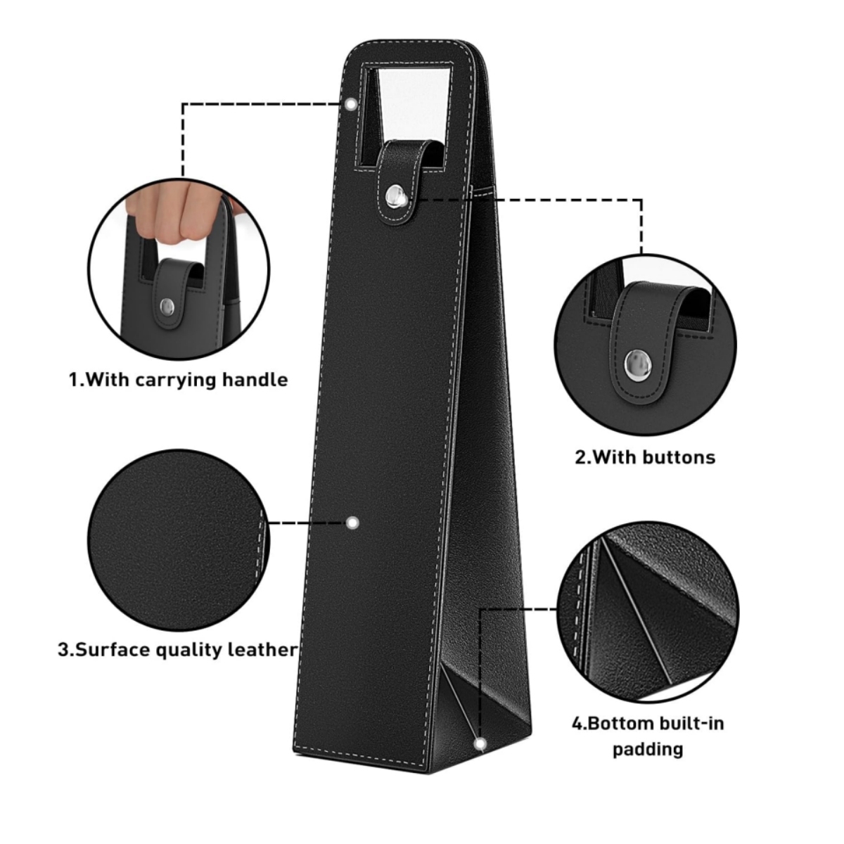 Reusable Leather Wine Tote Carrier