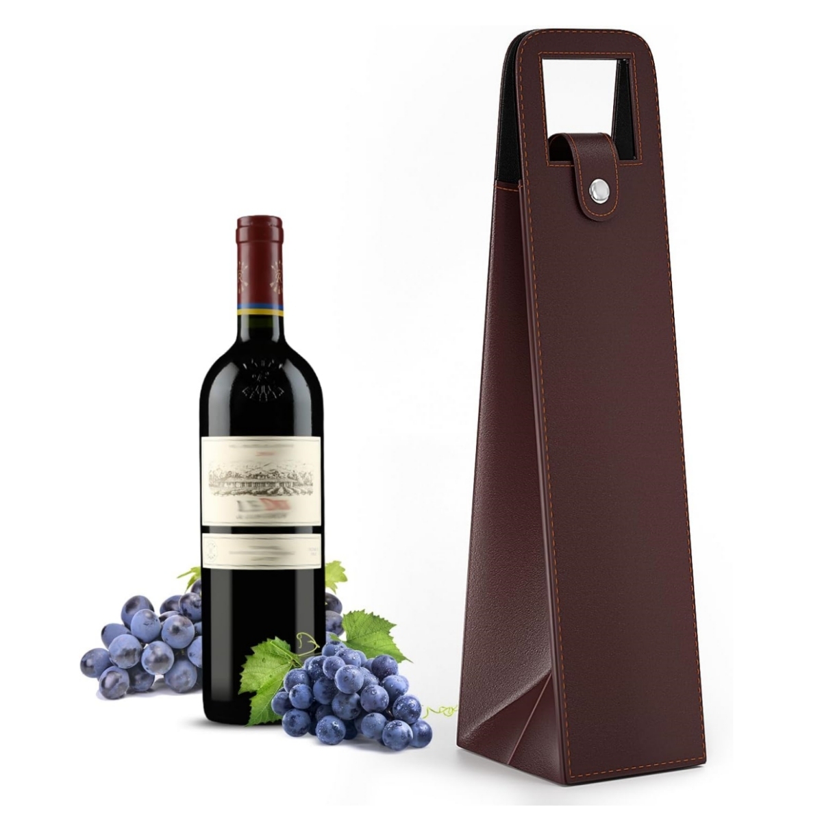 Reusable Leather Wine Tote Carrier