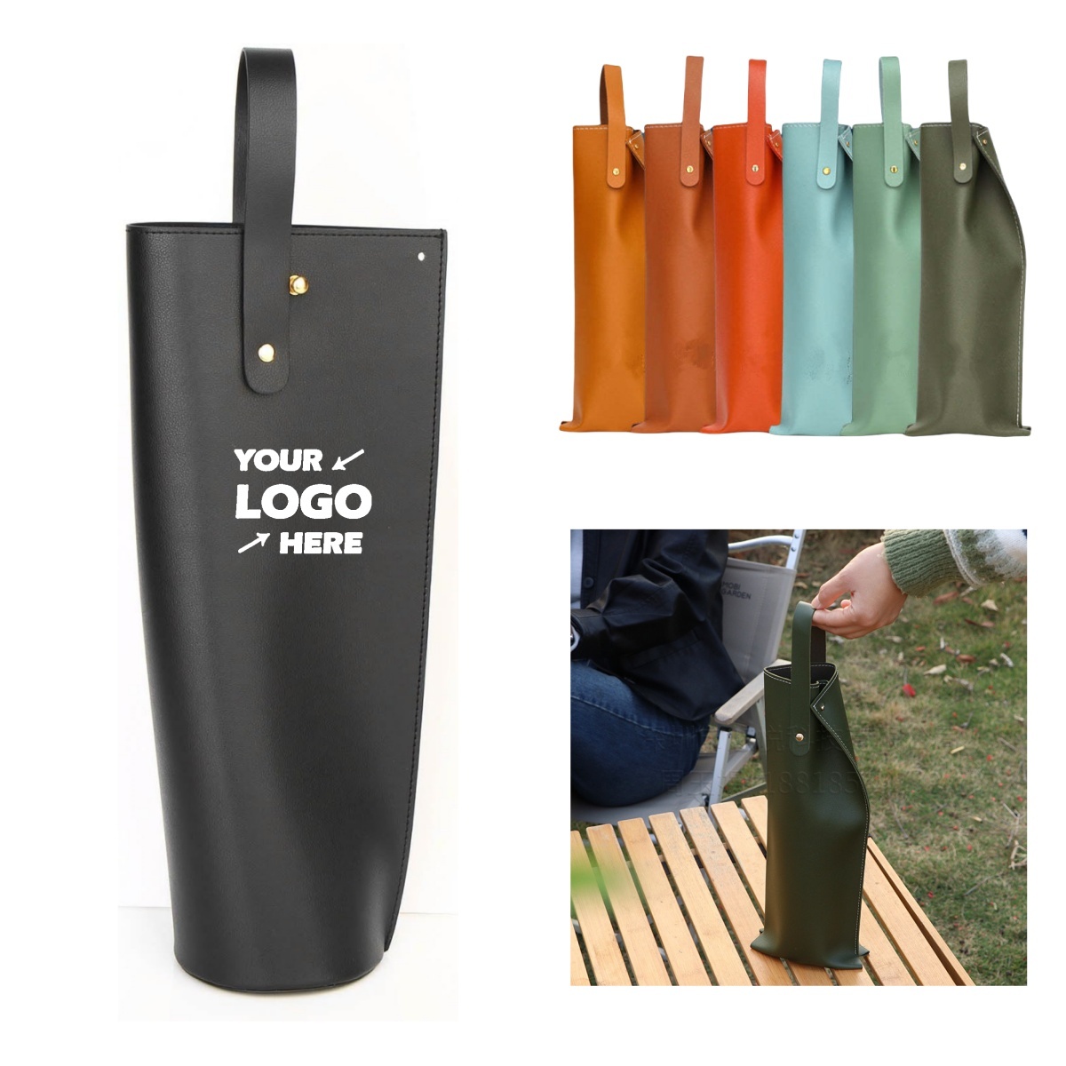 Reusable PVC Leather Wine Tote