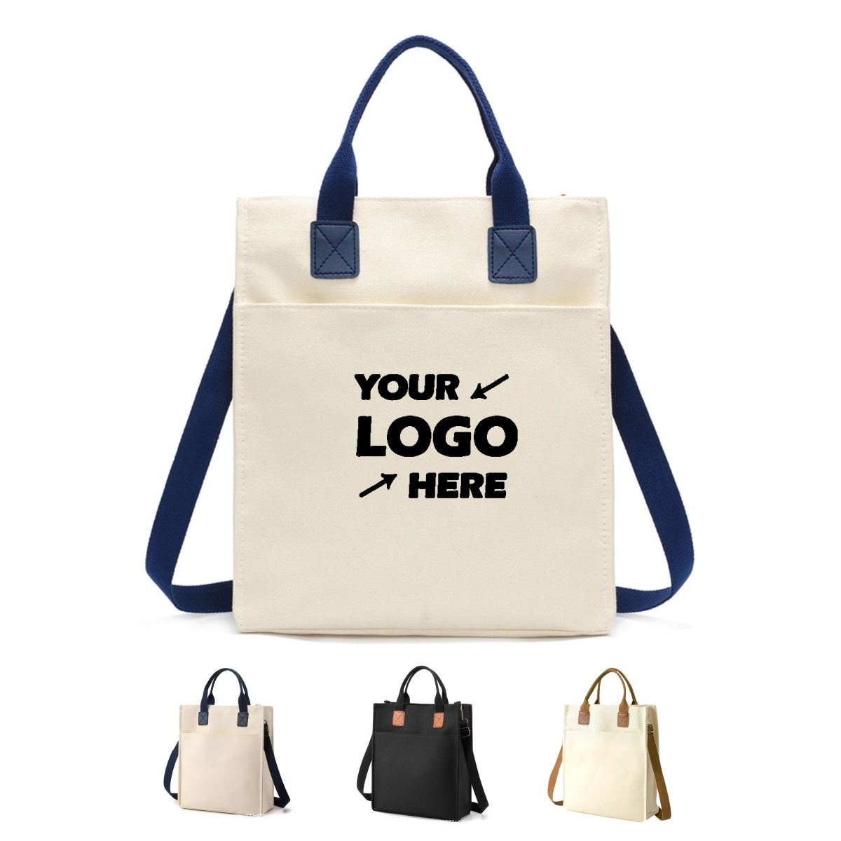 Shoulder Canvas Tote Bag With Zipper