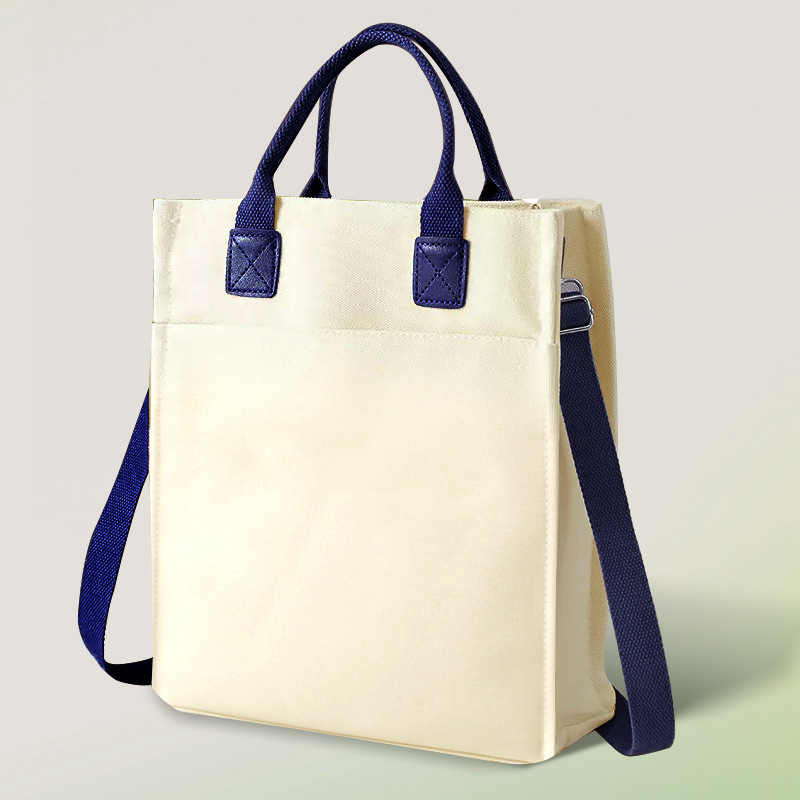 Shoulder Canvas Tote Bag With Zipper