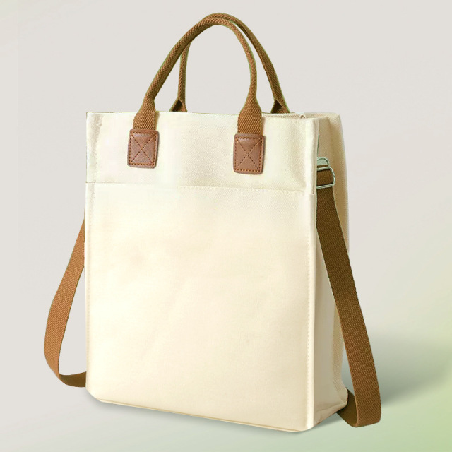 Shoulder Canvas Tote Bag With Zipper