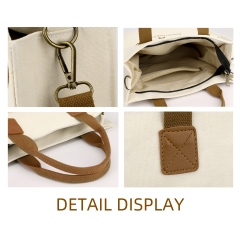 Shoulder Canvas Tote Bag With Zipper