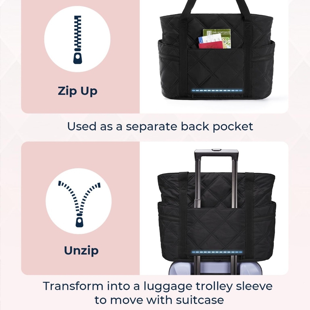 Travel Puffer Quilted Tote Bag