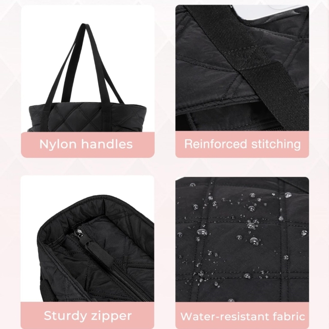 Travel Puffer Quilted Tote Bag