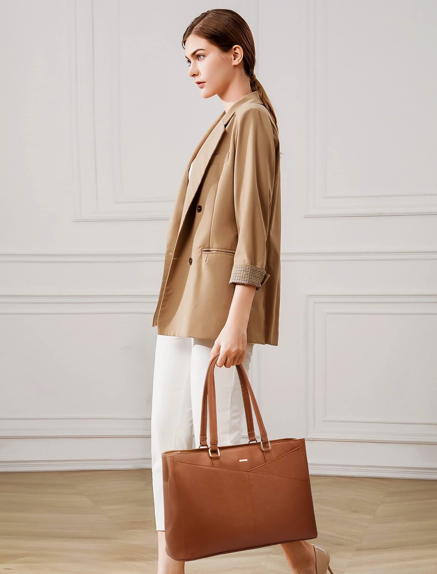 Waterproof Leather Laptop Tote Bag