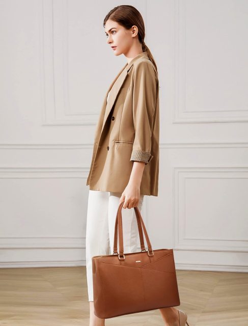 Waterproof Leather Laptop Tote Bag