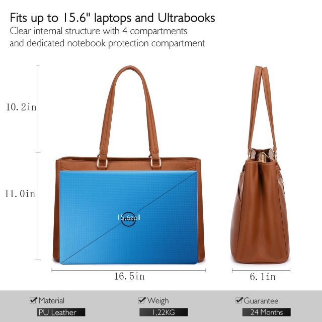 Waterproof Leather Laptop Tote Bag