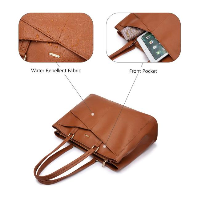 Waterproof Leather Laptop Tote Bag