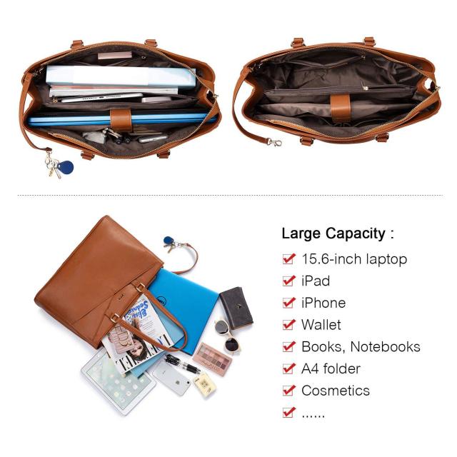 Waterproof Leather Laptop Tote Bag