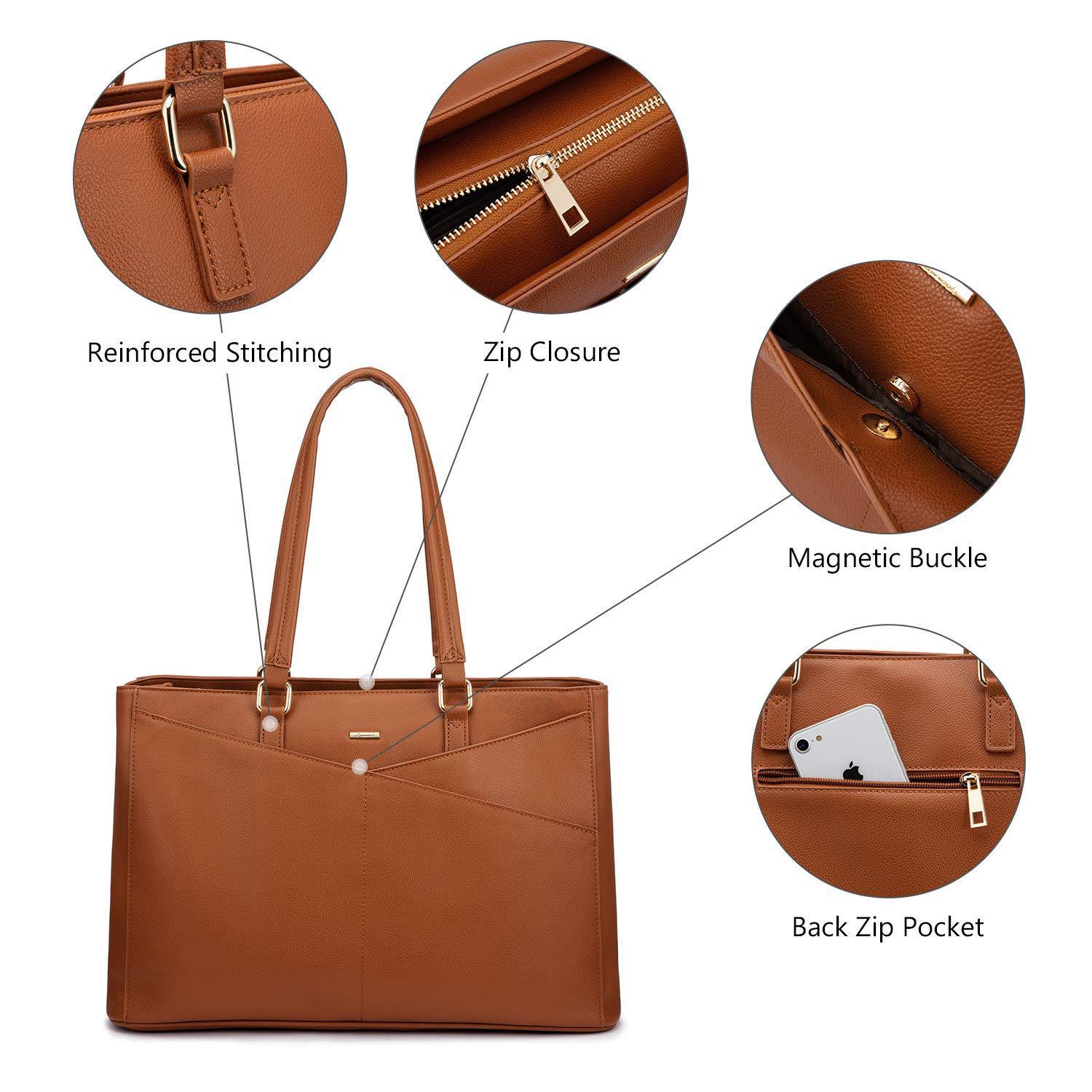 Waterproof Leather Laptop Tote Bag