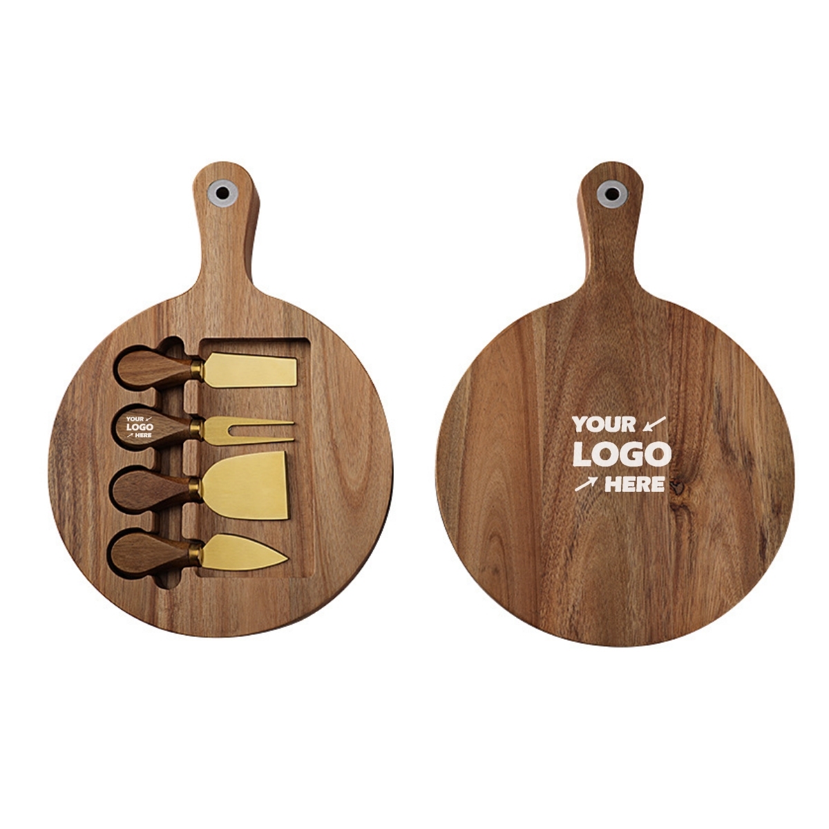 5 pieces Wooden Cutting Board with Cheese Knives Set