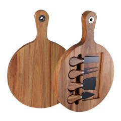 5 pieces Wooden Cutting Board with Cheese Knives Set