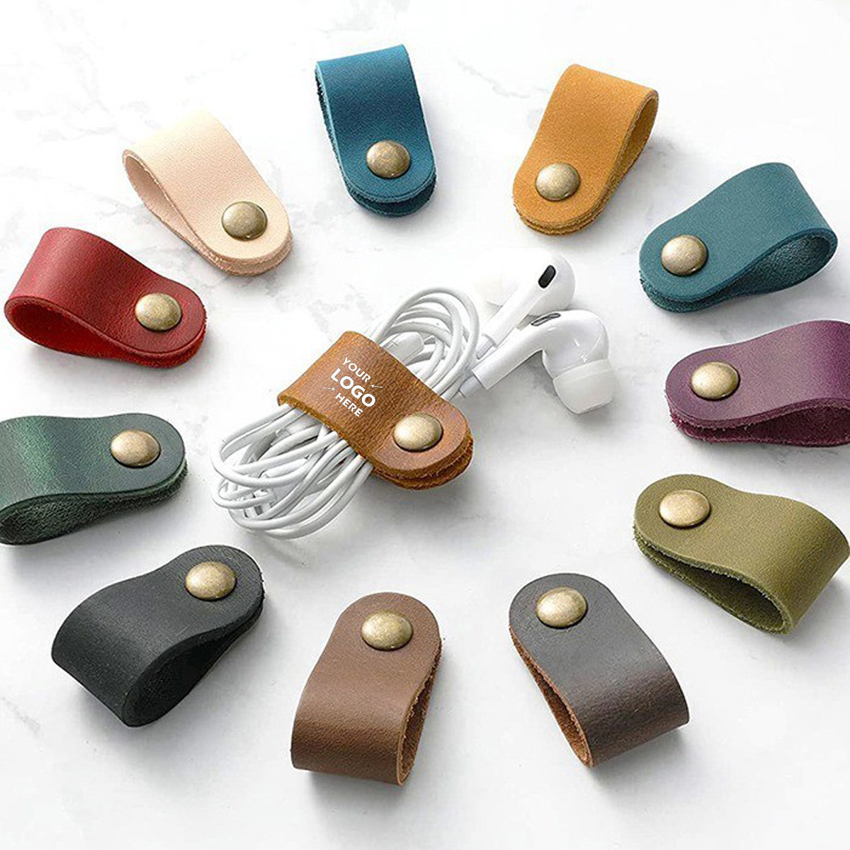 PU-Leather Reusable Data Line Cable Ties Organizer