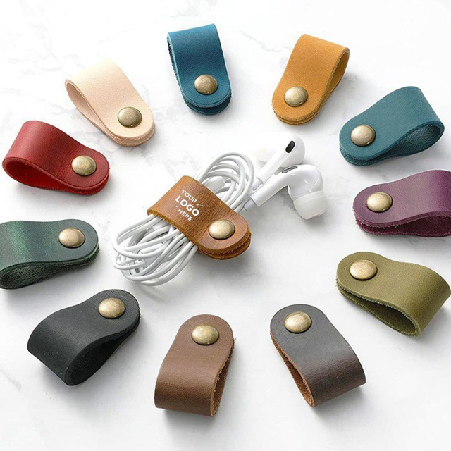 PU-Leather Reusable Data Line Cable Ties Organizer