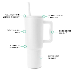 40 Oz Tumbler With Handle and Straw