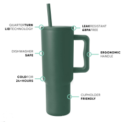 40 Oz Tumbler With Handle and Straw