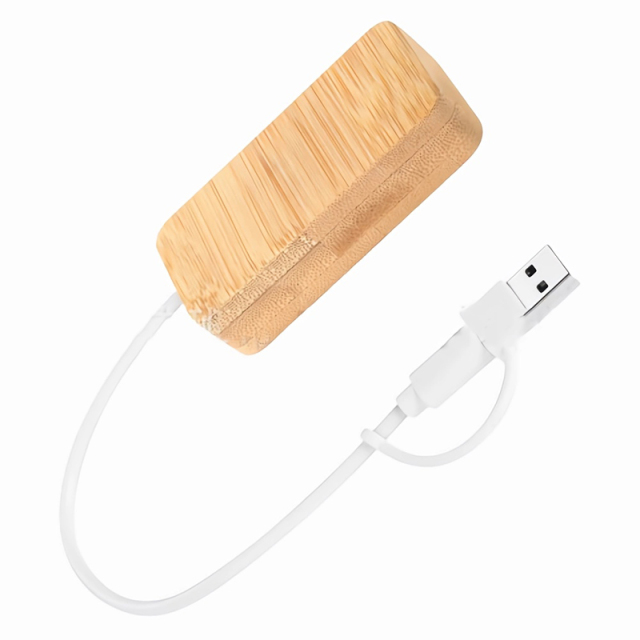 Mini Bamboo Dual USB Hub