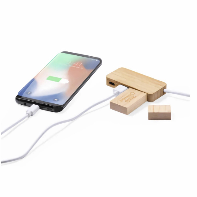 Mini Bamboo Dual USB Hub