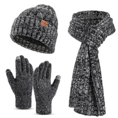 Heather Knitted Scarf Hat Gloves Set