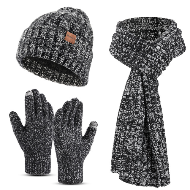 Heather Knitted Scarf Hat Gloves Set