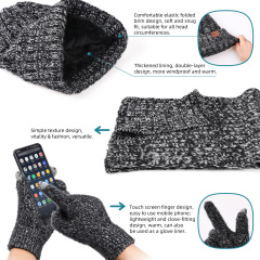 Heather Knitted Scarf Hat Gloves Set