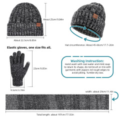 Heather Knitted Scarf Hat Gloves Set