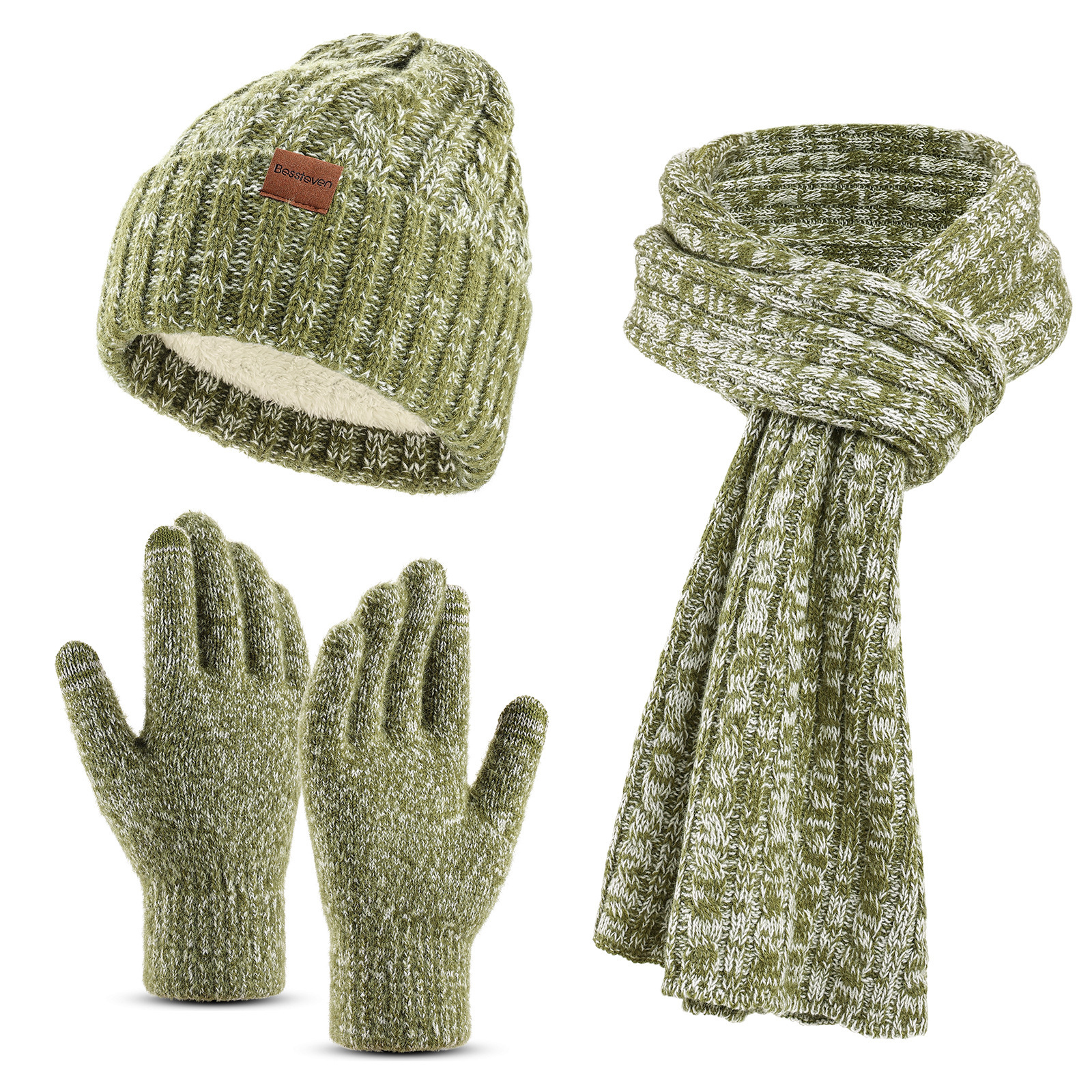 Heather Knitted Scarf Hat Gloves Set