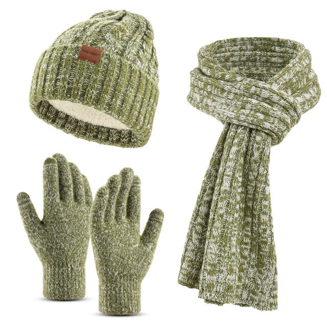 Heather Knitted Scarf Hat Gloves Set