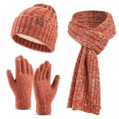 Heather Knitted Scarf Hat Gloves Set