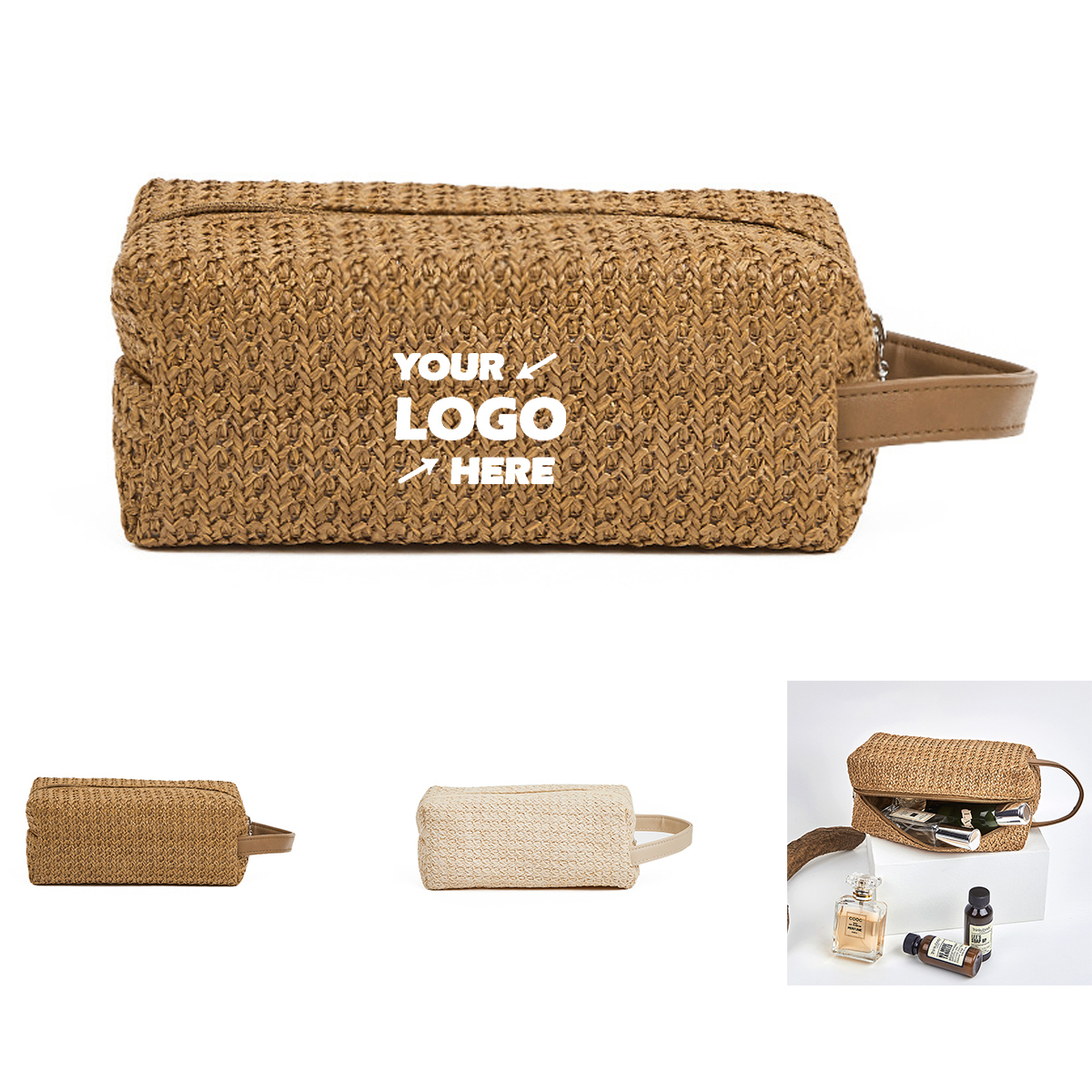 Woven Straw Makeup Bags