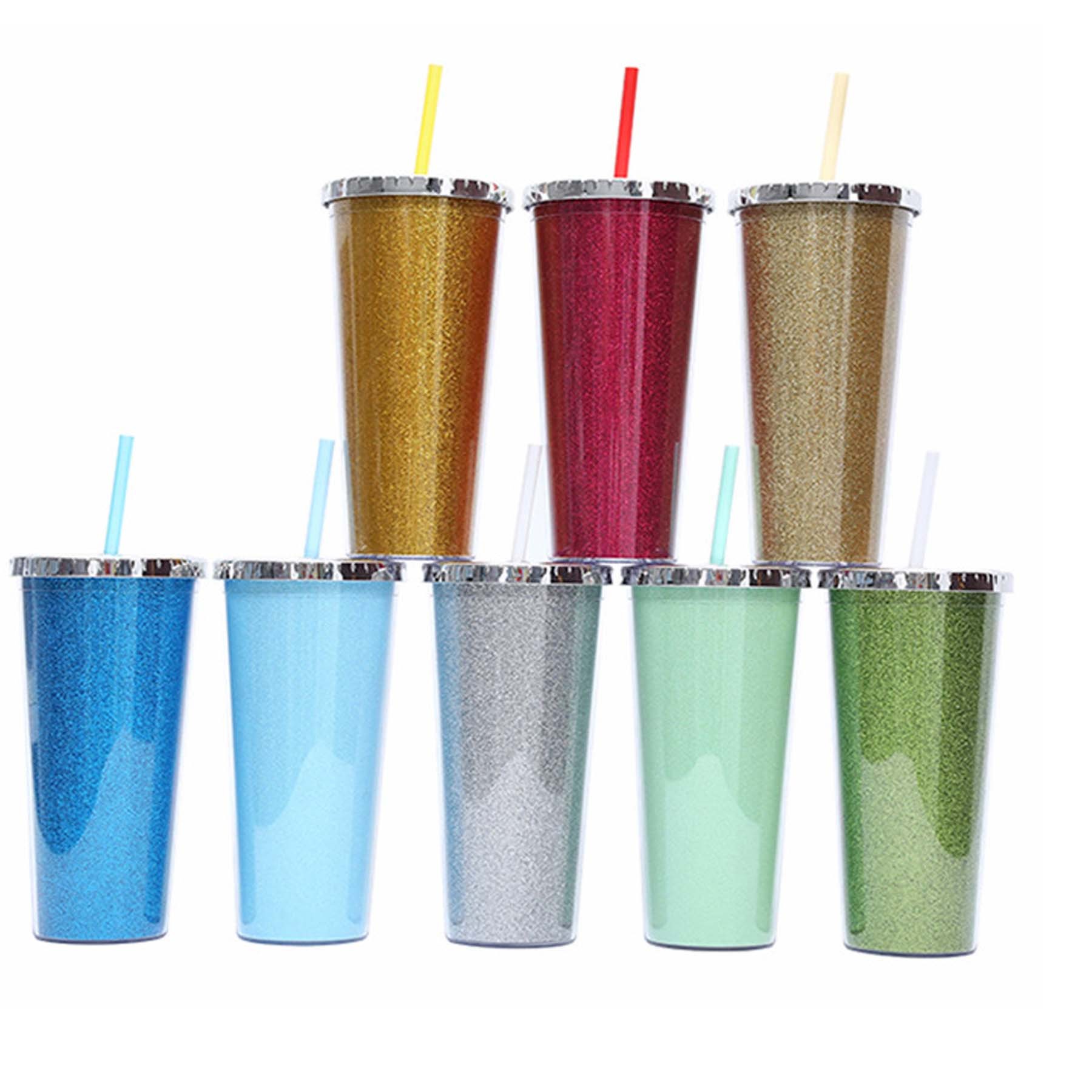 24 Oz Reusable Double Wall Cups With Straw