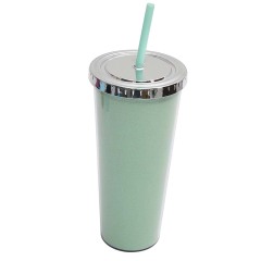24 Oz Reusable Double Wall Cups With Straw